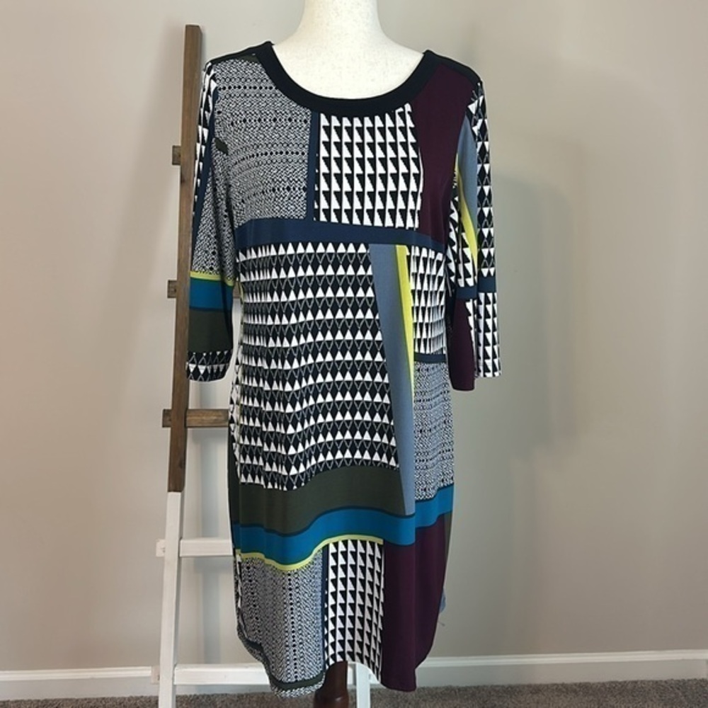 J Taylor Colorful Fun Design Dress Size 14 in GUC